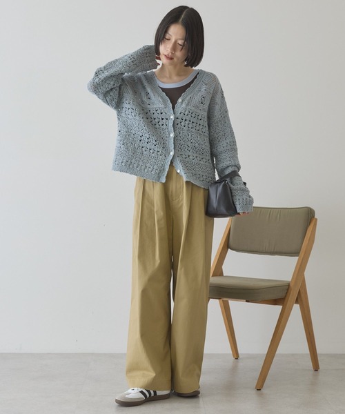 AMERICAN HOLIC（アメリカンホリック）の「【前後2WAY】レース透かし編みニットカーディガン（カーディガン/ボレロ・レディース・アイボリー/ブラック/サックスブルー・L/M）」の13枚目の写真