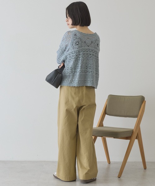 AMERICAN HOLIC（アメリカンホリック）の「【前後2WAY】レース透かし編みニットカーディガン（カーディガン/ボレロ・レディース・アイボリー/ブラック/サックスブルー・L/M）」の14枚目の写真