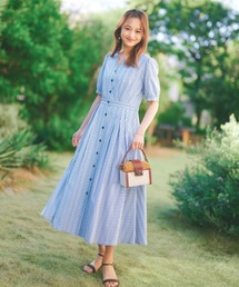 STRAWBERRY-FIELDS（ストロベリーフィールズ）の「【元宝塚トップ娘役 舞空瞳さん着用】キャンディストライプ_ストライプノーカラーフィット&フレアーワンピース（ワンピース）」