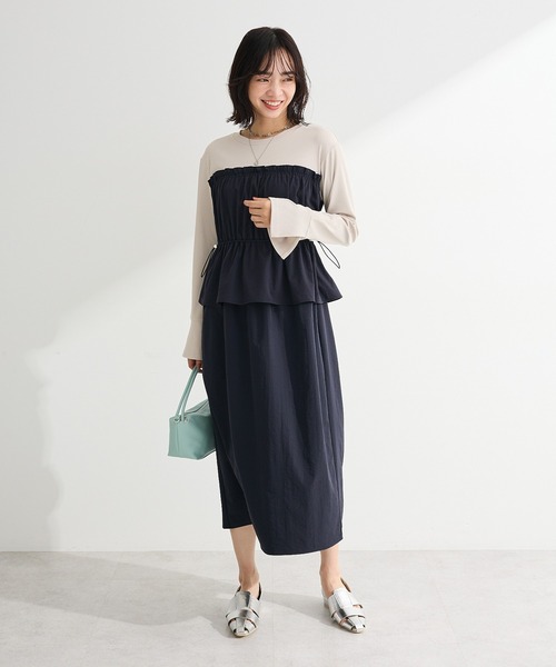 【本当に最終値下げ！】kayme バイカラーペプラム ドッキングワンピース セール】ペプラムドッキングワンピース（ワンピース）｜Green Parks