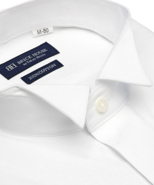 TOKYO SHIRTS（トウキョウシャツ）の「【透け防止】 形態安定ノンアイロン ウイングカラー 長袖ビジネスワイシャツ 白無地（ビジネスシャツ・メンズ・ホワイト・首回り43cm-裄丈86cm/首回り42cm-裄丈86cm/首回り42cm-裄丈82cm/首回り41cm-裄丈86cm/首回り41cm-裄丈82cm/首回り39cm-裄丈84cm/首回り39cm-裄丈80cm/首回り37cm-裄丈80cm）」の2枚目の写真