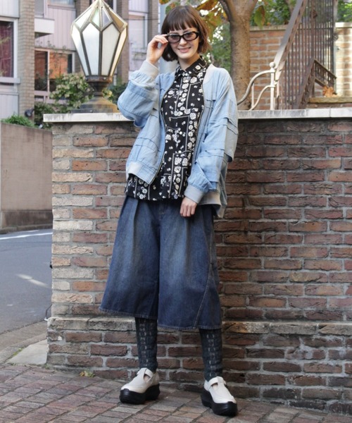 H.A.K（ハク）の「ドレープデニムガウチョパンツ（デニムパンツ・レディース・ネイビー/ブルー・1/2）」の11枚目の写真