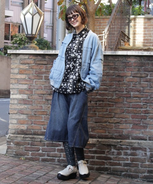 H.A.K（ハク）の「ドレープデニムガウチョパンツ（デニムパンツ・レディース・ネイビー/ブルー・1/2）」の12枚目の写真