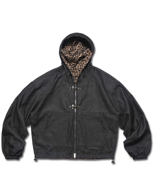 ROCKPSYCHO(ロックサイコ)の「レオパードデニムジップアップジャケット(デニムジャケット・メンズ・ブラック・LARGE/MEDIUM)」の1枚目の写真