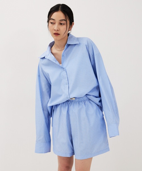 HANNE(アン)の「ストライプシャツセットアップ(シャツ/ブラウス・レディース・ブルー/ネイビー・FREE)」の11枚目の写真