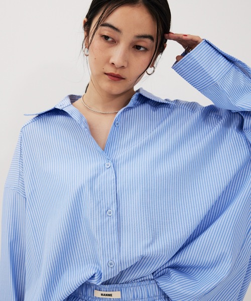 HANNE(アン)の「ストライプシャツセットアップ(シャツ/ブラウス・レディース・ブルー/ネイビー・FREE)」の19枚目の写真