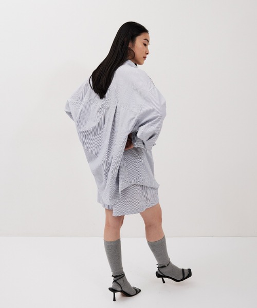 HANNE(アン)の「ストライプシャツセットアップ(シャツ/ブラウス・レディース・ブルー/ネイビー・FREE)」の10枚目の写真