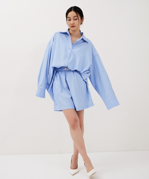 HANNE(アン)の「ストライプシャツセットアップ(シャツ/ブラウス・レディース・ブルー/ネイビー・FREE)」の16枚目の写真