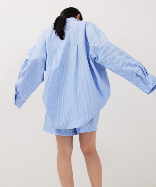 HANNE(アン)の「ストライプシャツセットアップ(シャツ/ブラウス・レディース・ブルー/ネイビー・FREE)」の18枚目の写真