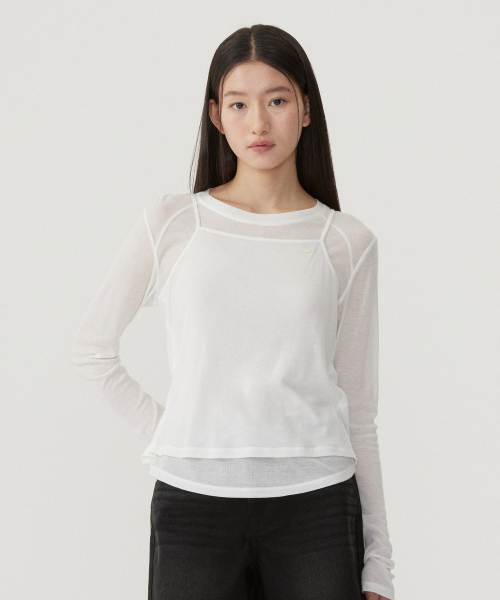 COVERNAT WOMAN(カバーナットウーマン)の「ウーマンシアーレイヤードロングスリーブホワイト(Tシャツ/カットソー・レディース・その他・WS/WM)」の1枚目の写真
