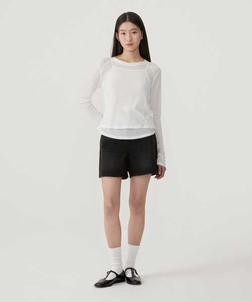 COVERNAT WOMAN(カバーナットウーマン)の「ウーマンシアーレイヤードロングスリーブホワイト(Tシャツ/カットソー・レディース・その他・WS/WM)」の4枚目の写真