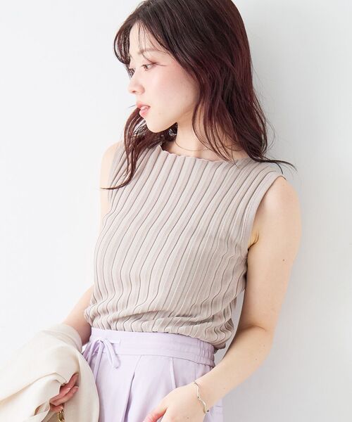 le.coeur blanc(ルクールブラン)の「ボートネックノースリリブニット(ニット/セーター・レディース・ブラウン/オフホワイト/オレンジ/ブラック/グレイッシュベージュ・38)」の20枚目の写真
