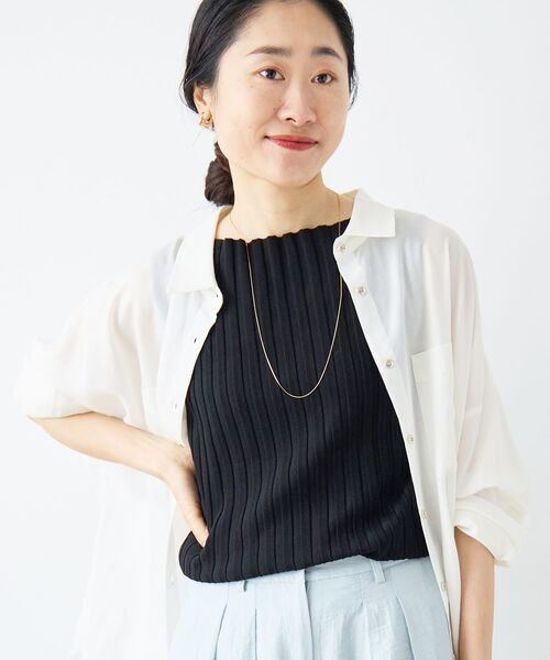 le.coeur blanc（ルクールブラン）の「ボートネックノースリリブニット（ニット/セーター・レディース・ブラウン/オフホワイト/オレンジ/ブラック/グレイッシュベージュ・38）」の6枚目の写真