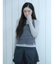 UGLY SHADOW（アグリーシャドウ）の「STRIPED HALTER NECK LAYERED T-SHIRT(CHARCOAL)（Tシャツ/カットソー）」