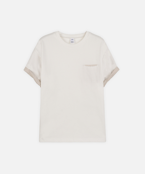 TOFFEE(トフィー)の「レイヤードポケットクロップTシャツ(ホワイト)(Tシャツ/カットソー・メンズ・その他・SMALL/MEDIUM/LARGE/X-LARGE)」の1枚目の写真