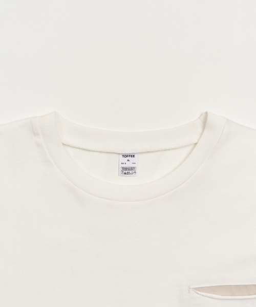TOFFEE(トフィー)の「レイヤードポケットクロップTシャツ(ホワイト)(Tシャツ/カットソー・メンズ・その他・SMALL/MEDIUM/LARGE/X-LARGE)」の4枚目の写真