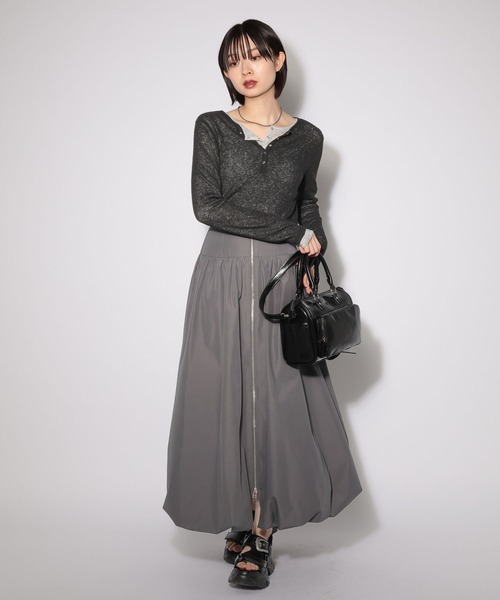 PAGEBOY（ページボーイ）の「ZIPバルーンロングスカート（スカート・レディース・ブラック/チャコールグレー・FREE）」の8枚目の写真