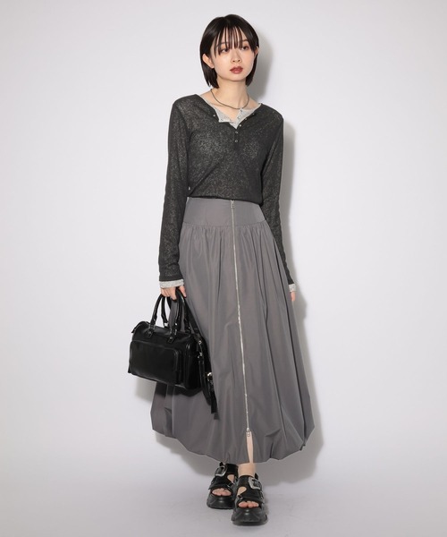 PAGEBOY（ページボーイ）の「ZIPバルーンロングスカート（スカート・レディース・ブラック/チャコールグレー・FREE）」の7枚目の写真