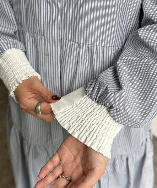 PENNEYS（ぺニーズ）の「【PENNEYS】ティアードシャツワンピース（ワンピース・レディース・サックスブルー/ベージュ/イエロー/チャコールグレー・FREE）」の11枚目の写真