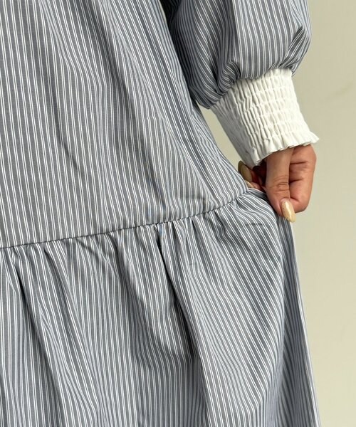 PENNEYS（ぺニーズ）の「【PENNEYS】ティアードシャツワンピース（ワンピース・レディース・サックスブルー/ベージュ/イエロー/チャコールグレー・FREE）」の12枚目の写真