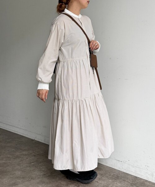 PENNEYS（ぺニーズ）の「【PENNEYS】ティアードシャツワンピース（ワンピース・レディース・サックスブルー/ベージュ/イエロー/チャコールグレー・FREE）」の16枚目の写真