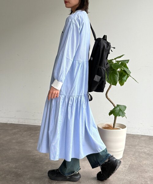 PENNEYS（ぺニーズ）の「【PENNEYS】ティアードシャツワンピース（ワンピース・レディース・サックスブルー/ベージュ/イエロー/チャコールグレー・FREE）」の20枚目の写真