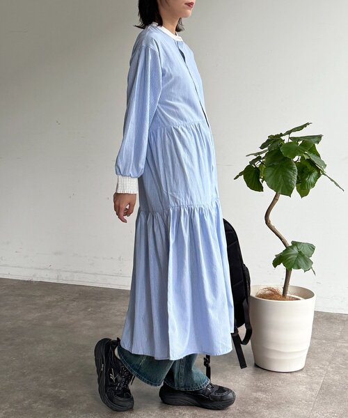 PENNEYS（ぺニーズ）の「【PENNEYS】ティアードシャツワンピース（ワンピース・レディース・サックスブルー/ベージュ/イエロー/チャコールグレー・FREE）」の22枚目の写真