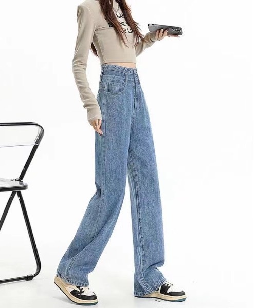 Teem Store（チームストア）の「ダブルボタンハイウエストストレートデニムパンツ（デニムパンツ・レディース・チャコール/ブルー/サックスブルー・M/L）」の20枚目の写真