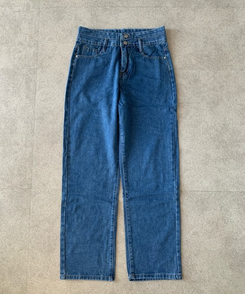 Teem Store（チームストア）の「ダブルボタンハイウエストストレートデニムパンツ（デニムパンツ・レディース・チャコール/ブルー/サックスブルー・M/L）」の5枚目の写真