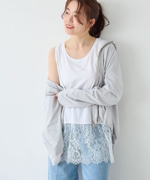 le.coeur blanc（ルクールブラン）の「裾レースタンク（タンクトップ・レディース・オフホワイト/ブラック・38）」の7枚目の写真