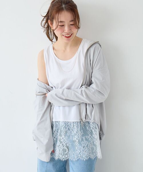 le.coeur blanc（ルクールブラン）の「裾レースタンク（タンクトップ・レディース・オフホワイト/ブラック・38）」の8枚目の写真