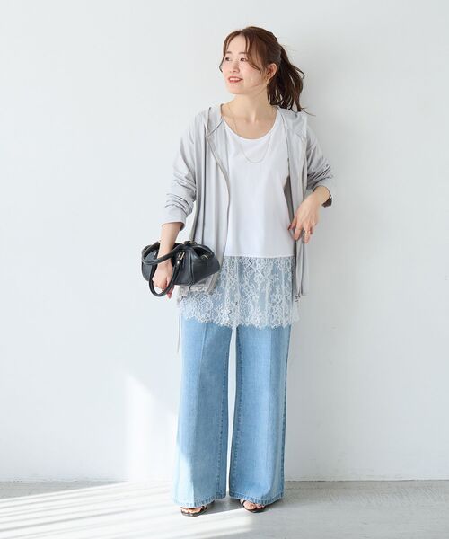 le.coeur blanc（ルクールブラン）の「裾レースタンク（タンクトップ・レディース・オフホワイト/ブラック・38）」の10枚目の写真