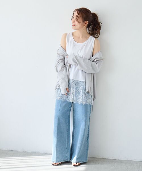 le.coeur blanc（ルクールブラン）の「裾レースタンク（タンクトップ・レディース・オフホワイト/ブラック・38）」の11枚目の写真