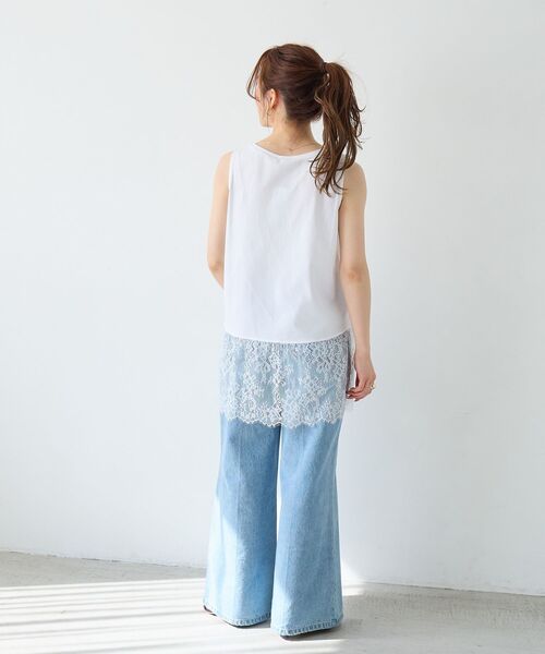 le.coeur blanc（ルクールブラン）の「裾レースタンク（タンクトップ・レディース・オフホワイト/ブラック・38）」の14枚目の写真