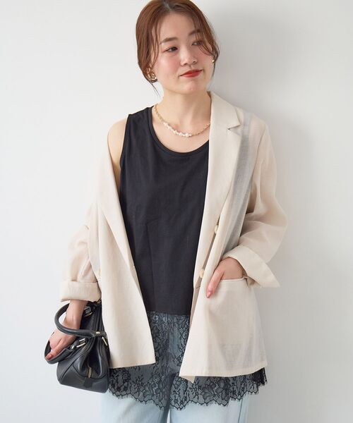 le.coeur blanc（ルクールブラン）の「裾レースタンク（タンクトップ・レディース・オフホワイト/ブラック・38）」の16枚目の写真