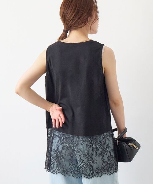 le.coeur blanc（ルクールブラン）の「裾レースタンク（タンクトップ・レディース・オフホワイト/ブラック・38）」の19枚目の写真