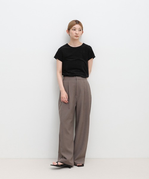 select MOCA(セレクトモカ)の「リネンタッチタックワイドパンツ【セットアップ対応可】(スラックス・レディース・ベージュ/ブラウン/ブラック・LARGE/MEDIUM)」の9枚目の写真