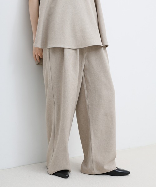 select MOCA(セレクトモカ)の「リネンタッチタックワイドパンツ【セットアップ対応可】(スラックス・レディース・ベージュ/ブラウン/ブラック・LARGE/MEDIUM)」の18枚目の写真