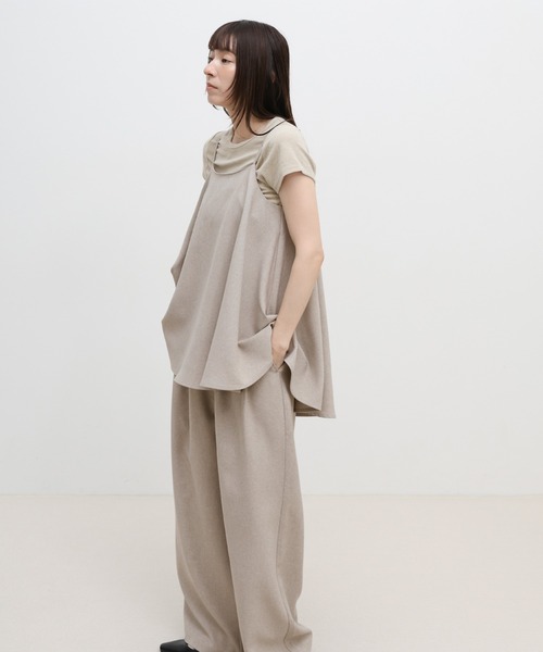 select MOCA(セレクトモカ)の「リネンタッチタックワイドパンツ【セットアップ対応可】(スラックス・レディース・ベージュ/ブラウン/ブラック・LARGE/MEDIUM)」の22枚目の写真