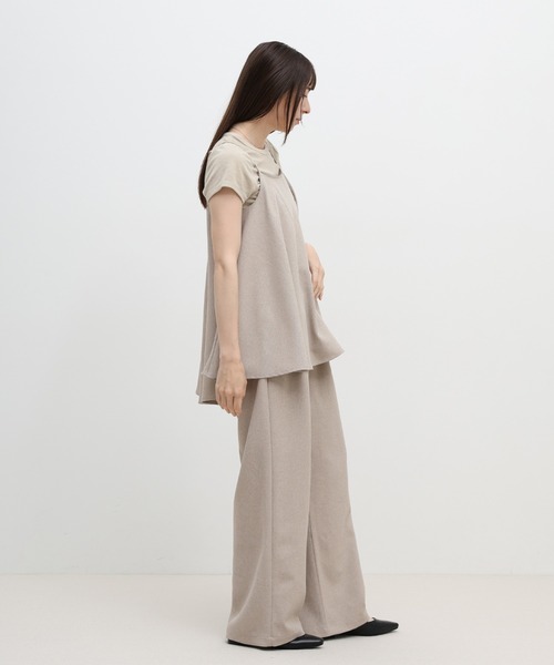 select MOCA(セレクトモカ)の「リネンタッチタックワイドパンツ【セットアップ対応可】(スラックス・レディース・ベージュ/ブラウン/ブラック・LARGE/MEDIUM)」の20枚目の写真