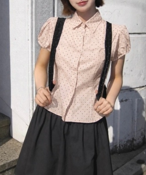 LADY LIKE(レディライク)の「【春夏新作】ピンドット柄パフスリーブ半袖シャツ(シャツ/ブラウス・レディース・ホワイト/ブラック/ピンク・M/S/L)」の21枚目の写真