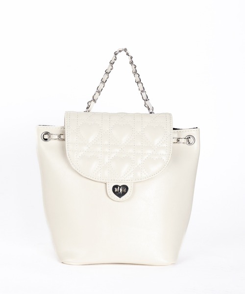 me+em select(ミームセレクト)の「ハートキルティングチェーンミニリュック / heart quilted chain mini backpack ※※(ショルダーバッグ・レディース・ブラック/アイボリー/ピンク・FREE)」の12枚目の写真