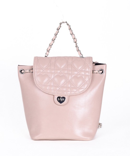 me+em select(ミームセレクト)の「ハートキルティングチェーンミニリュック / heart quilted chain mini backpack ※※(ショルダーバッグ・レディース・ブラック/アイボリー/ピンク・FREE)」の13枚目の写真
