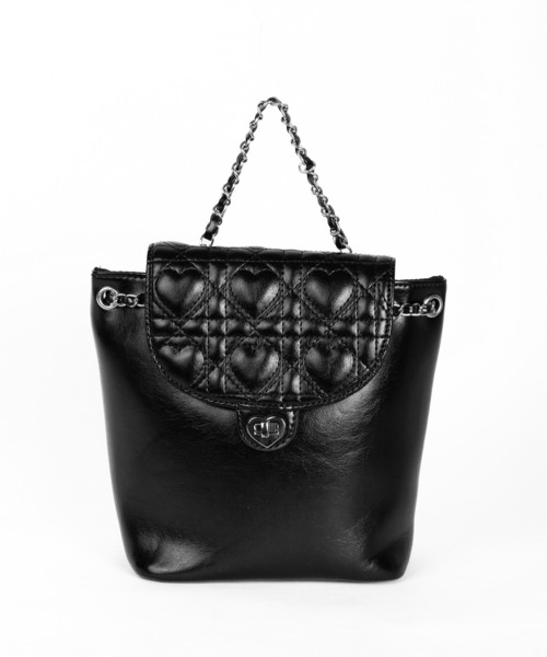 me+em select(ミームセレクト)の「ハートキルティングチェーンミニリュック / heart quilted chain mini backpack ※※(ショルダーバッグ・レディース・ブラック/アイボリー/ピンク・FREE)」の14枚目の写真
