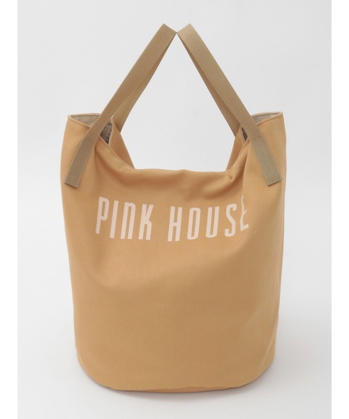 PINK HOUSE（ピンクハウス）の「ロゴプリントバケツ型バッグ（トートバッグ・レディース・キャメル/カーキ/ブラック/アイボリー/ピンク・フリー）」の5枚目の写真