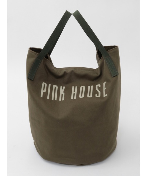 PINK HOUSE（ピンクハウス）の「ロゴプリントバケツ型バッグ（トートバッグ・レディース・キャメル/カーキ/ブラック/アイボリー/ピンク・フリー）」の4枚目の写真