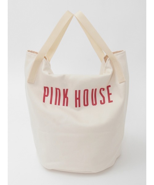 PINK HOUSE（ピンクハウス）の「ロゴプリントバケツ型バッグ（トートバッグ・レディース・キャメル/カーキ/ブラック/アイボリー/ピンク・フリー）」の2枚目の写真