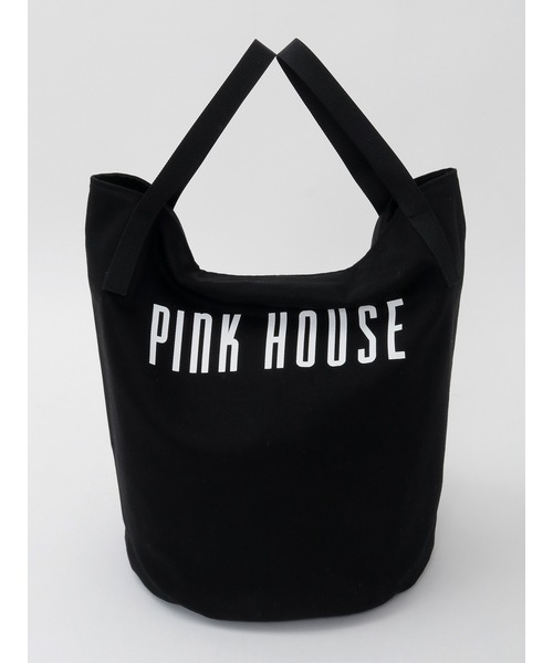 PINK HOUSE（ピンクハウス）の「ロゴプリントバケツ型バッグ（トートバッグ・レディース・キャメル/カーキ/ブラック/アイボリー/ピンク・フリー）」の3枚目の写真