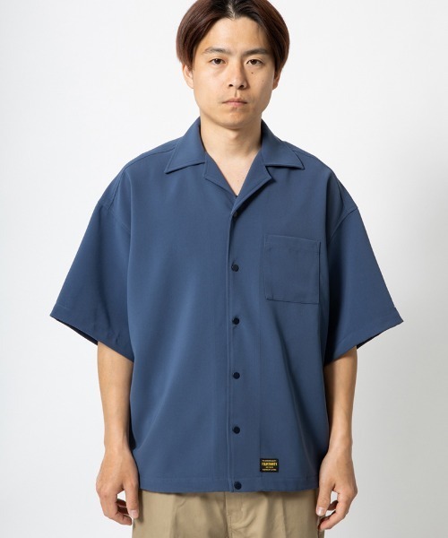 430（フォーサーティ）の「mhs2614- S-S POLY OC WIDE SHIRT オープンカラーシャツ(26-085)（シャツ/ブラウス・メンズ・ベージュ/ネイビー/ブルーグレー/ブラック・3/2/1/0）」の5枚目の写真