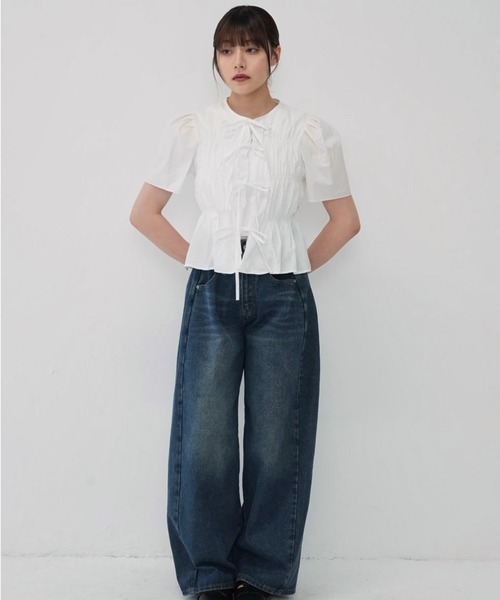 Enewd nina(エニュードニーナ)の「front ribbon blouse(シャツ/ブラウス・レディース・ホワイト・FREE)」の2枚目の写真